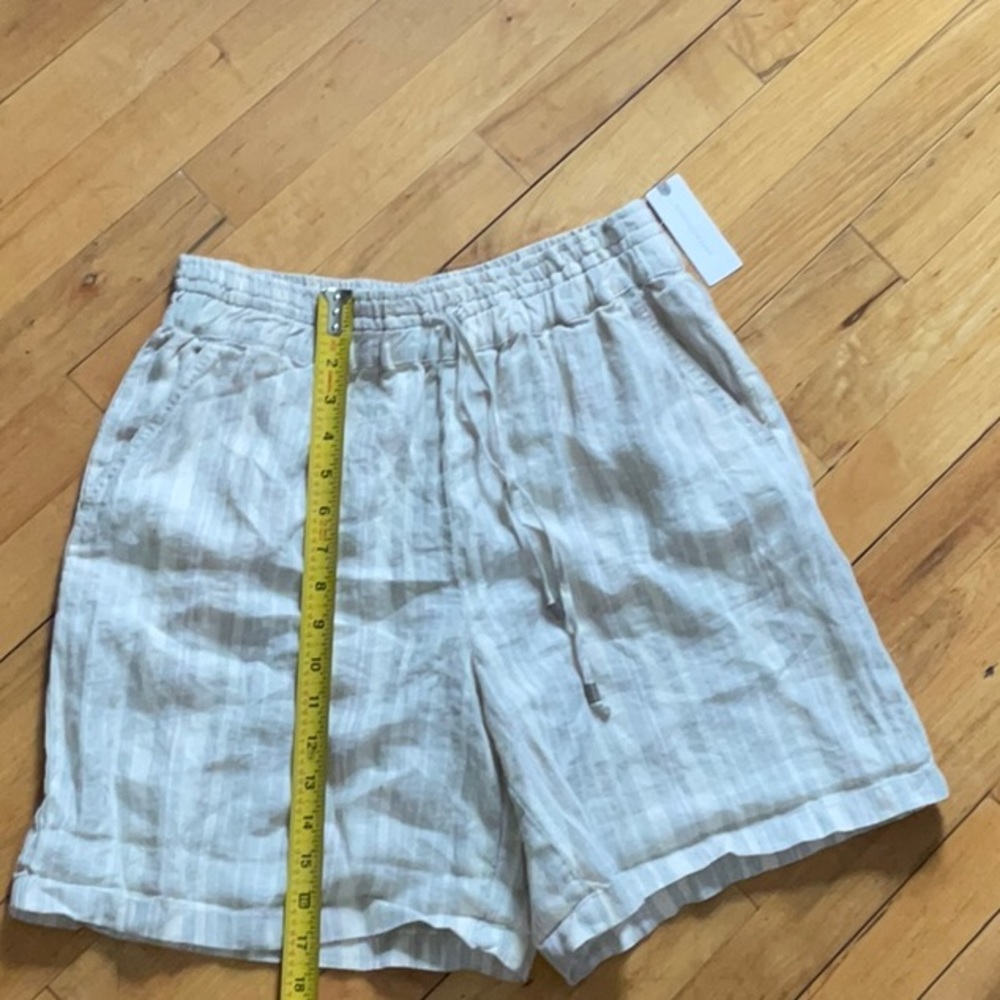 ANTHROPOLOGIE Beachy Linen Short Striped Pull on Drawstring - Picture 5 of 12